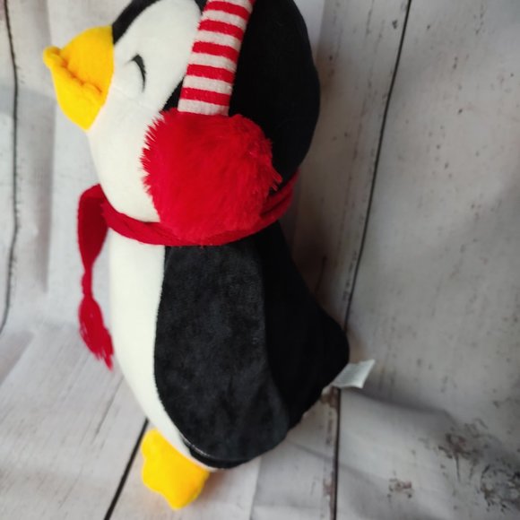 Plush penguin with scarf and earmuffs stuffed animal - Picture 3 of 6